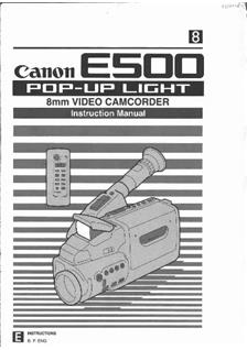 Canon E 500 manual. Camera Instructions.